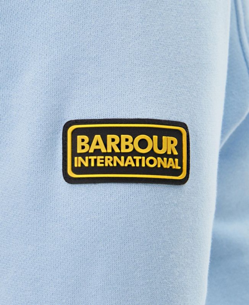 Light Blue Men Barbour International Badge Half-Zip Hoodie | US-9231JKMPH