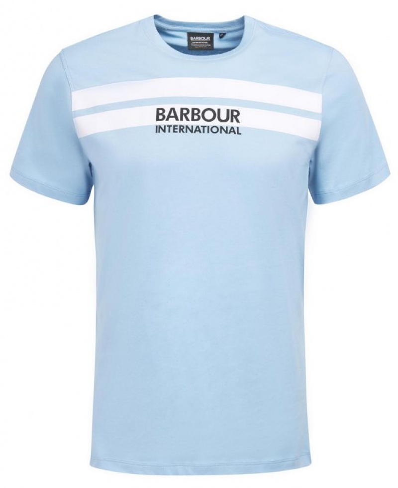 Light Blue Men Barbour International Highside T-Shirts | US-7056IFHJT