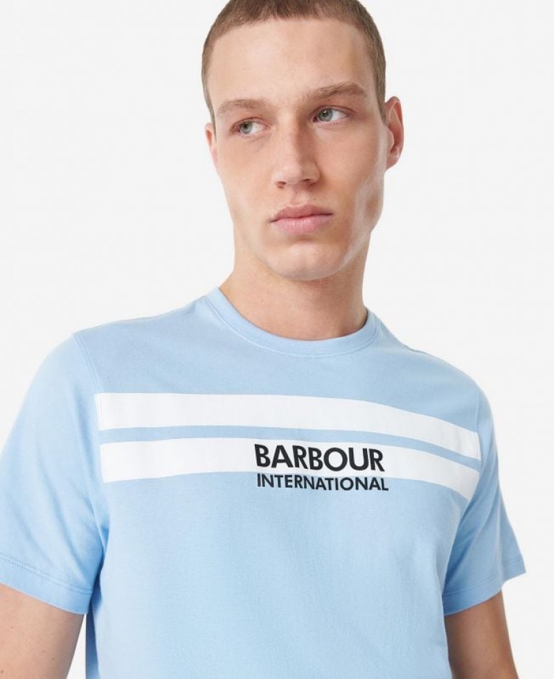 Light Blue Men Barbour International Highside T-Shirts | US-7056IFHJT