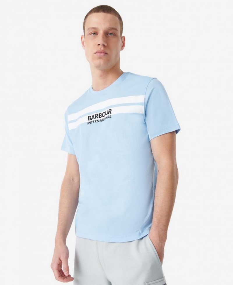 Light Blue Men Barbour International Highside T-Shirts | US-7056IFHJT