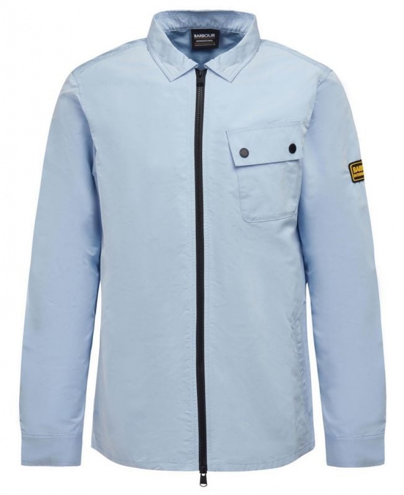 Light Blue Men Barbour International Skyline Overshirt | US-5016KHLDM