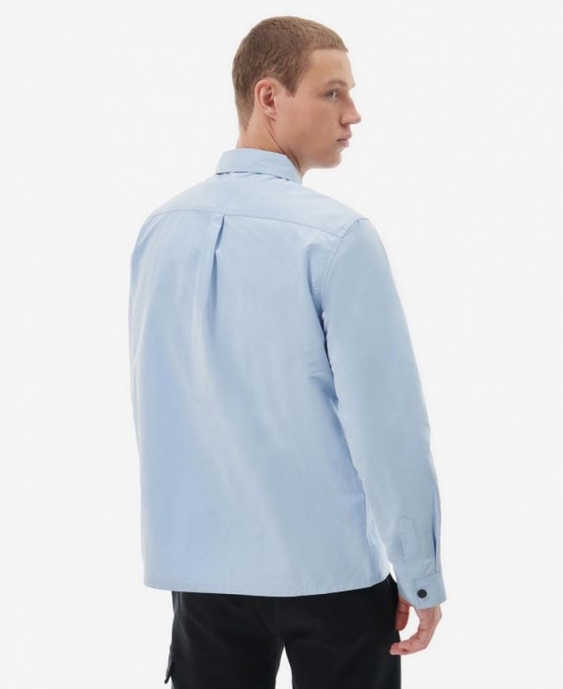 Light Blue Men Barbour International Skyline Overshirt | US-5016KHLDM