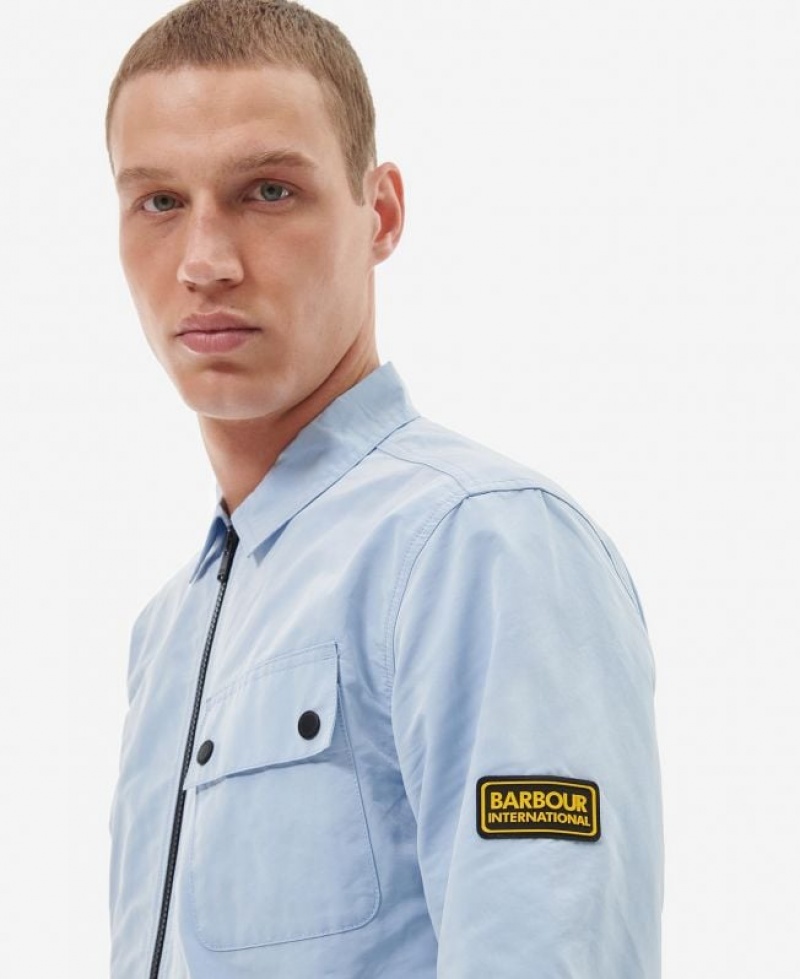 Light Blue Men Barbour International Skyline Overshirt | US-5016KHLDM