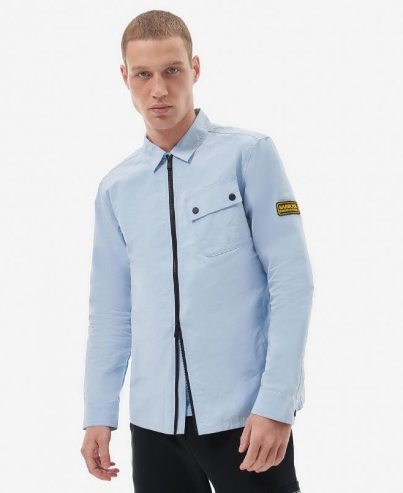 Light Blue Men Barbour International Skyline Overshirt | US-5016KHLDM