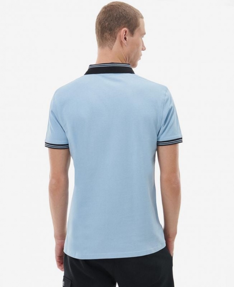 Light Blue Men Barbour International Tracker Polo Shirt | US-2750VYNKU