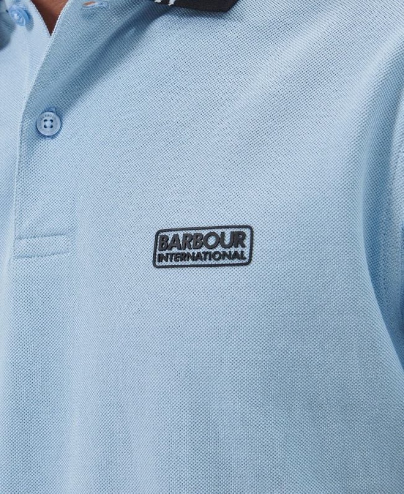 Light Blue Men Barbour International Tracker Polo Shirt | US-2750VYNKU