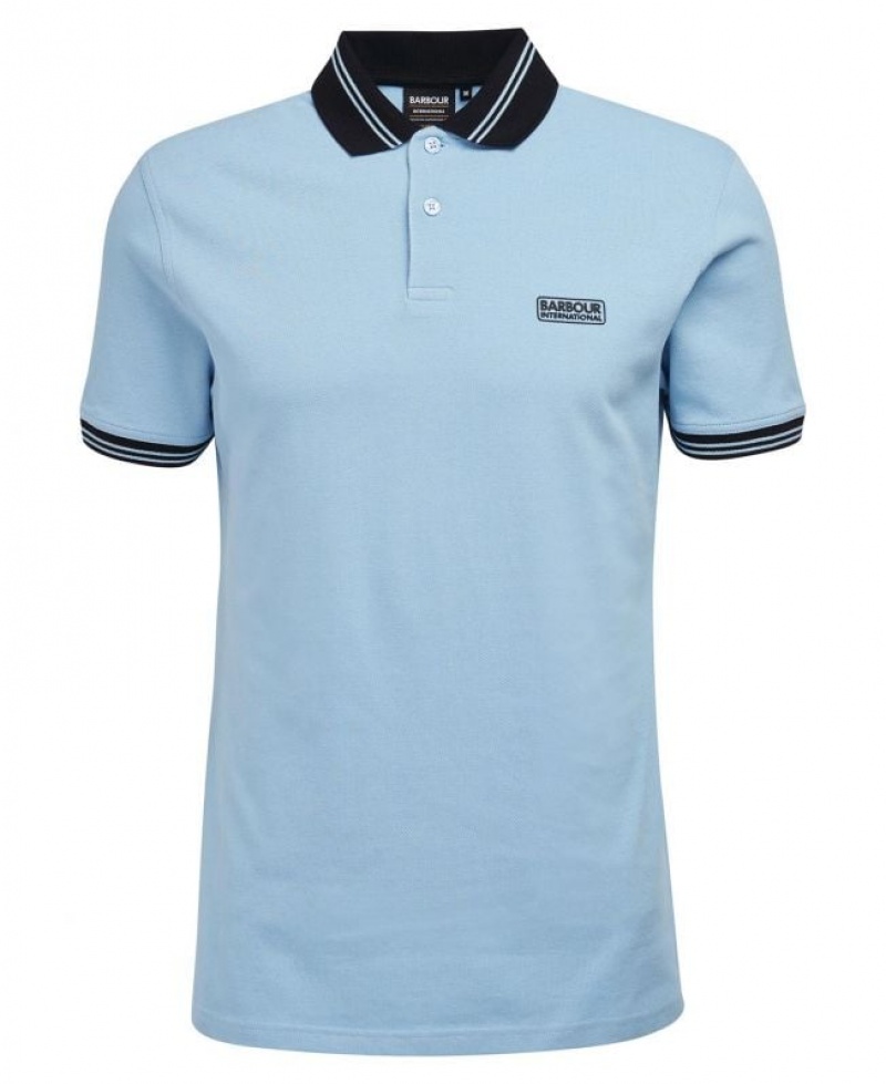 Light Blue Men Barbour International Tracker Polo Shirt | US-2750VYNKU