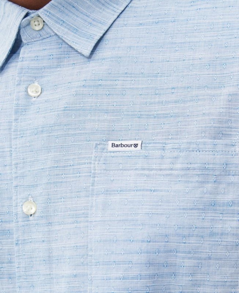 Light Blue Men Barbour Seaswell Summer Shirts | US-7604VRSDX