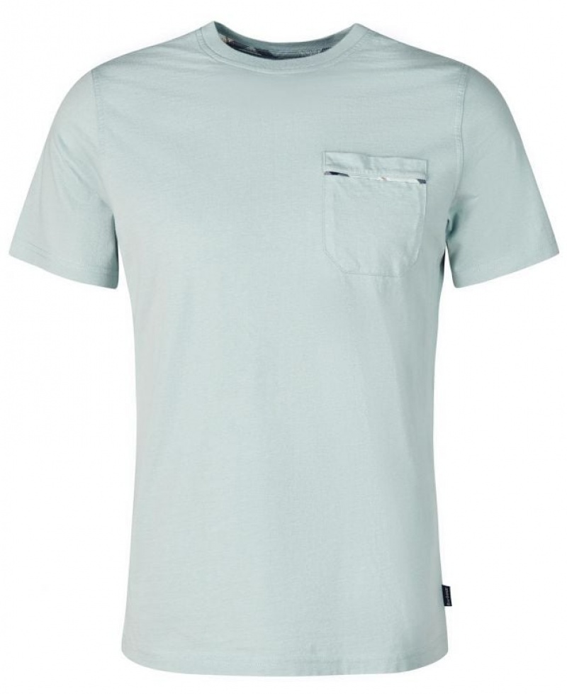 Light Blue Men Barbour Woodchurch T-Shirts | US-2019MSHNI