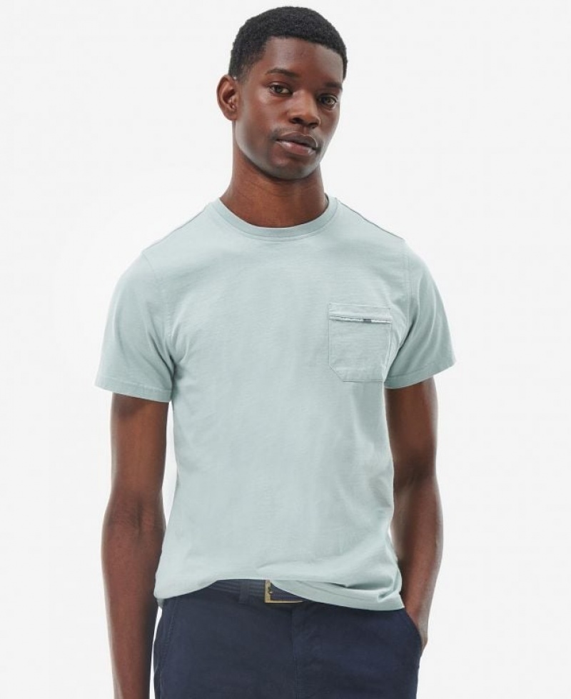 Light Blue Men Barbour Woodchurch T-Shirts | US-2019MSHNI