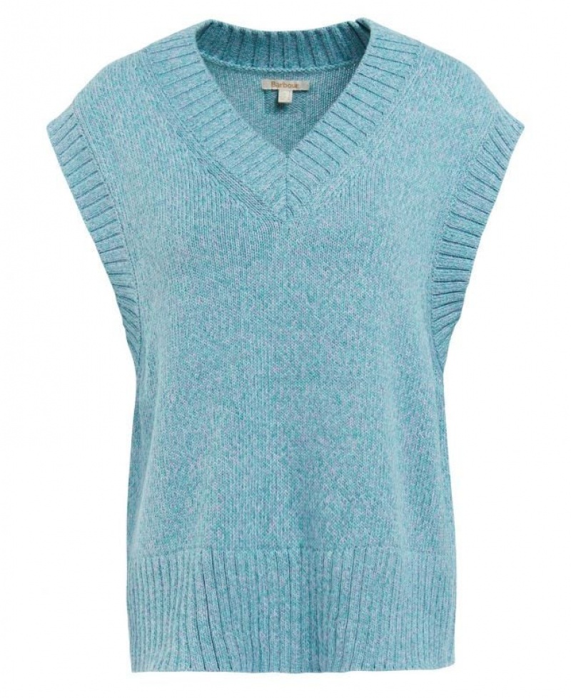 Light Blue Women Barbour Geranium Knitted Vest | US-1720TYRFE