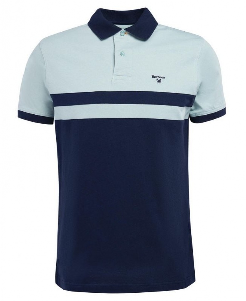 Light Blue / Navy Men Barbour Bonnington Polo Shirt | US-9357JNXVZ