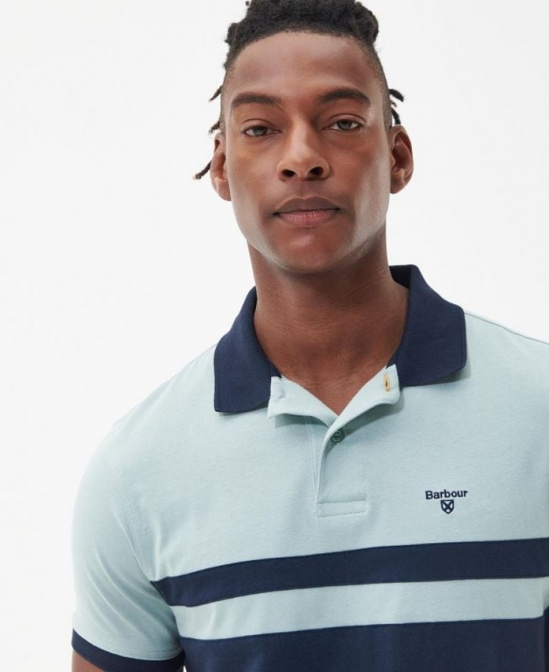 Light Blue / Navy Men Barbour Bonnington Polo Shirt | US-9357JNXVZ