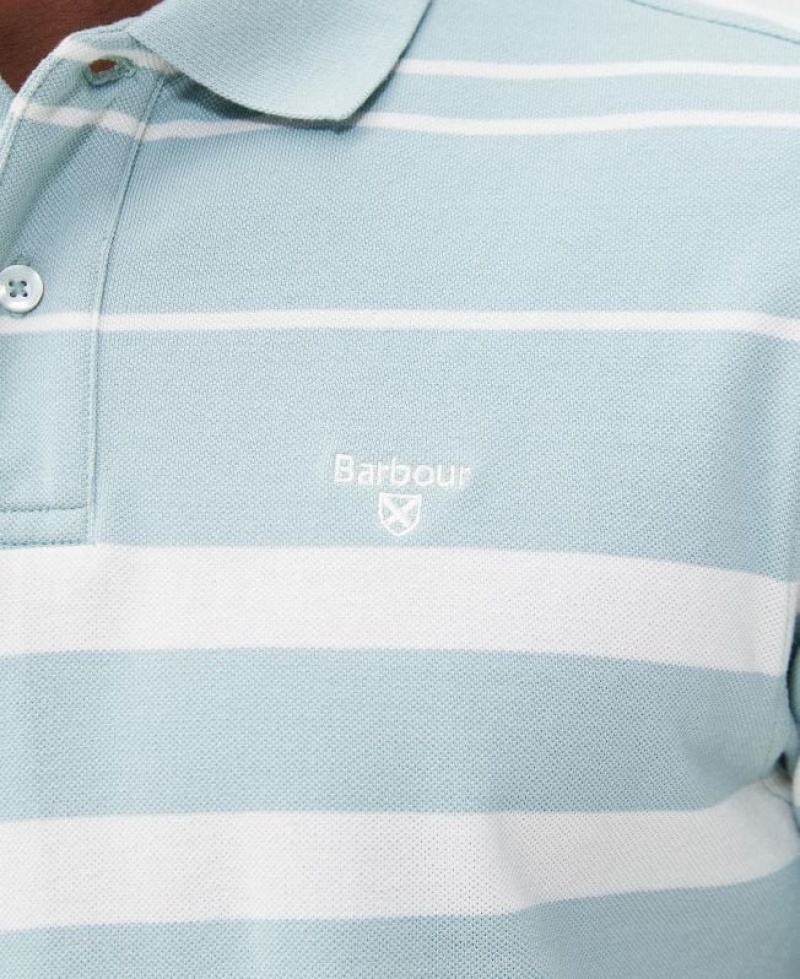 Light Blue / White Men Barbour Halden Polo Shirt | US-1382KTDXU