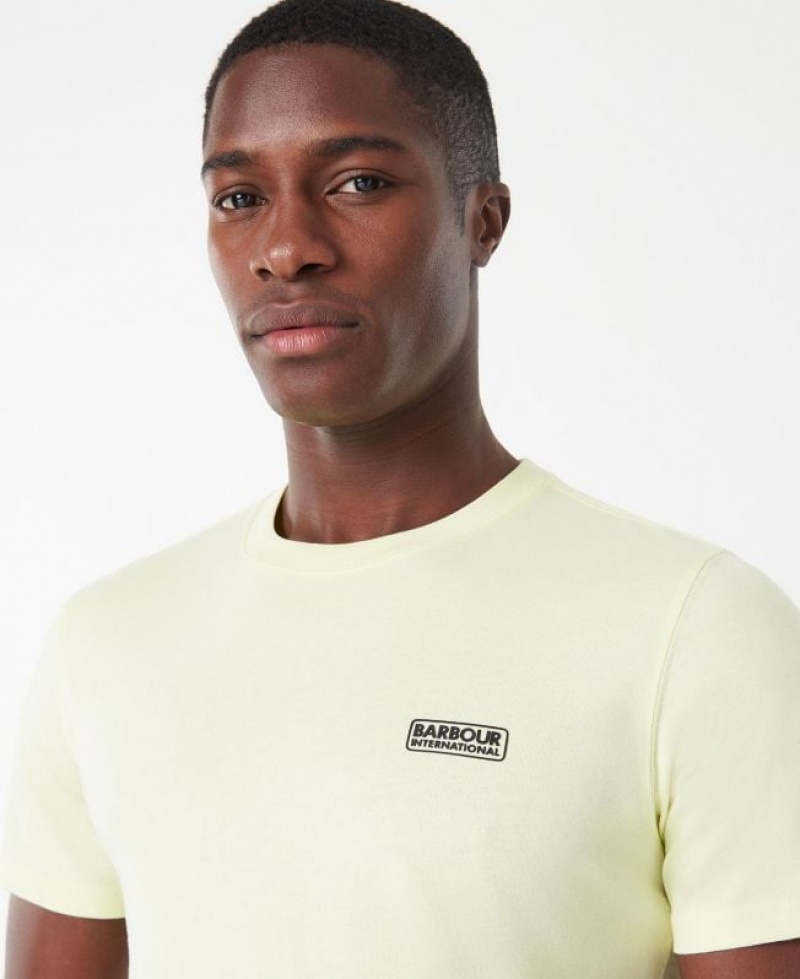 Light Yellow Men Barbour International Small Logo T-Shirts | US-6475QUPAK