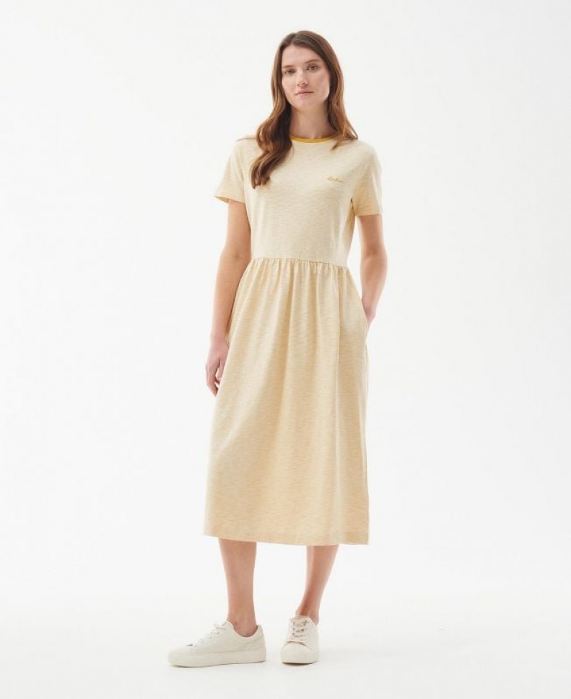 Light Yellow Women Barbour Ellewood Dress | US-0357IOPCE