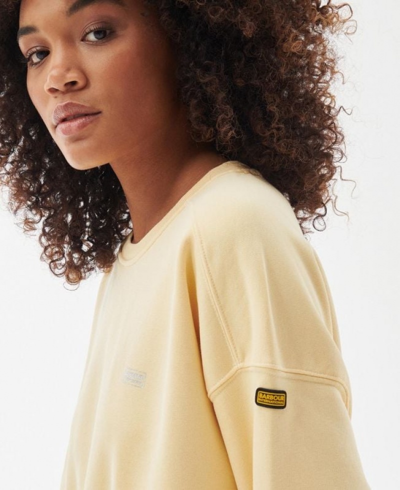 Light Yellow Women Barbour International Anderson Sweatshirt | US-0617YWGUR