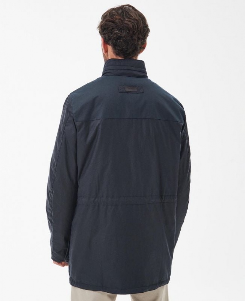 Navy Men Barbour Alston Waxed Jacket | US-4059BLWJA