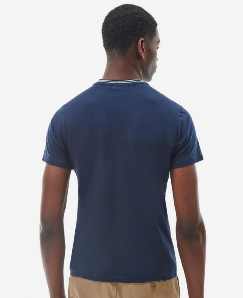 Navy Men Barbour Austwick T-Shirts | US-6013FCTDH