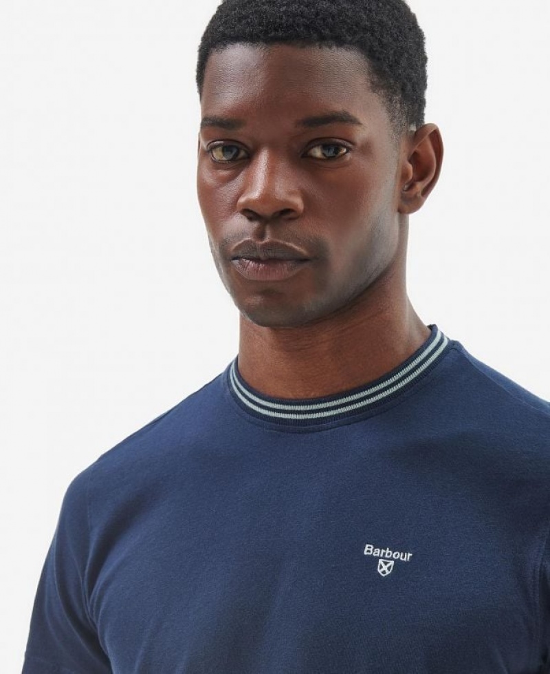 Navy Men Barbour Austwick T-Shirts | US-6013FCTDH