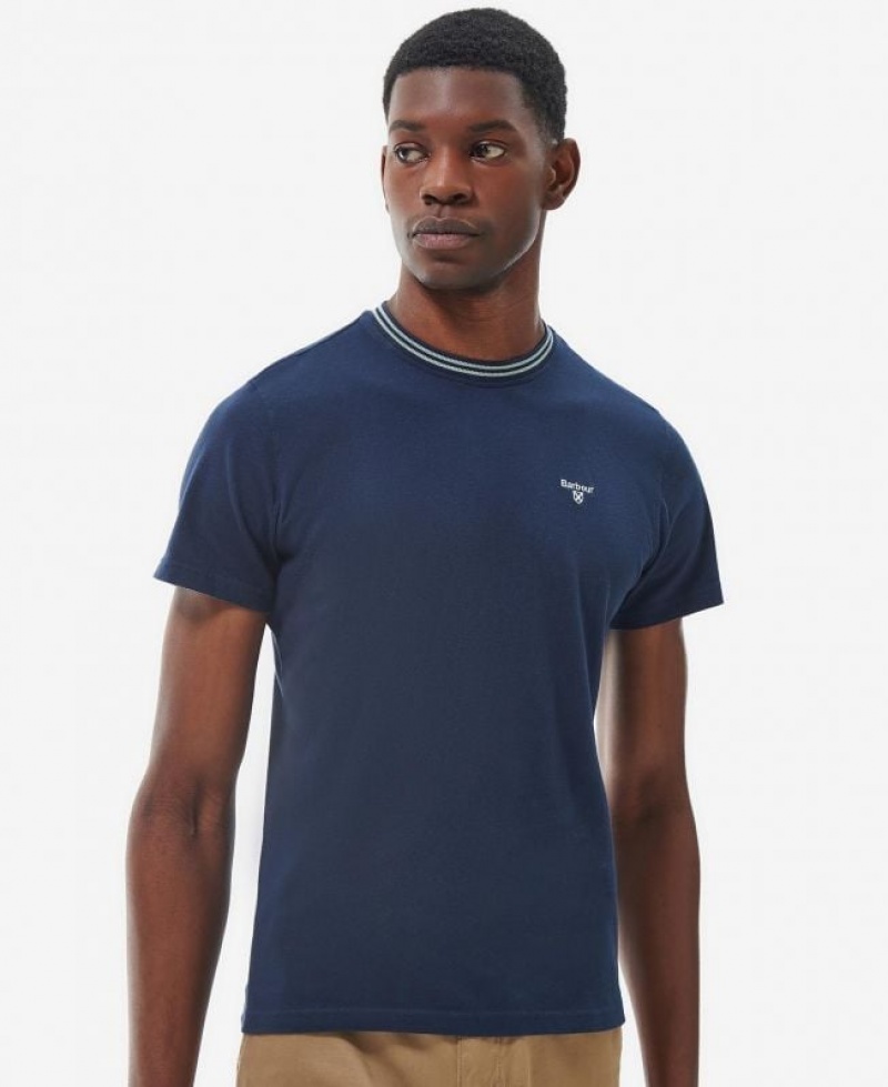 Navy Men Barbour Austwick T-Shirts | US-6013FCTDH