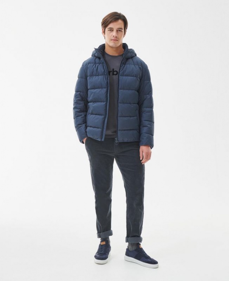 Navy Men Barbour Barton Quilted Jacket | US-7410VYJNQ