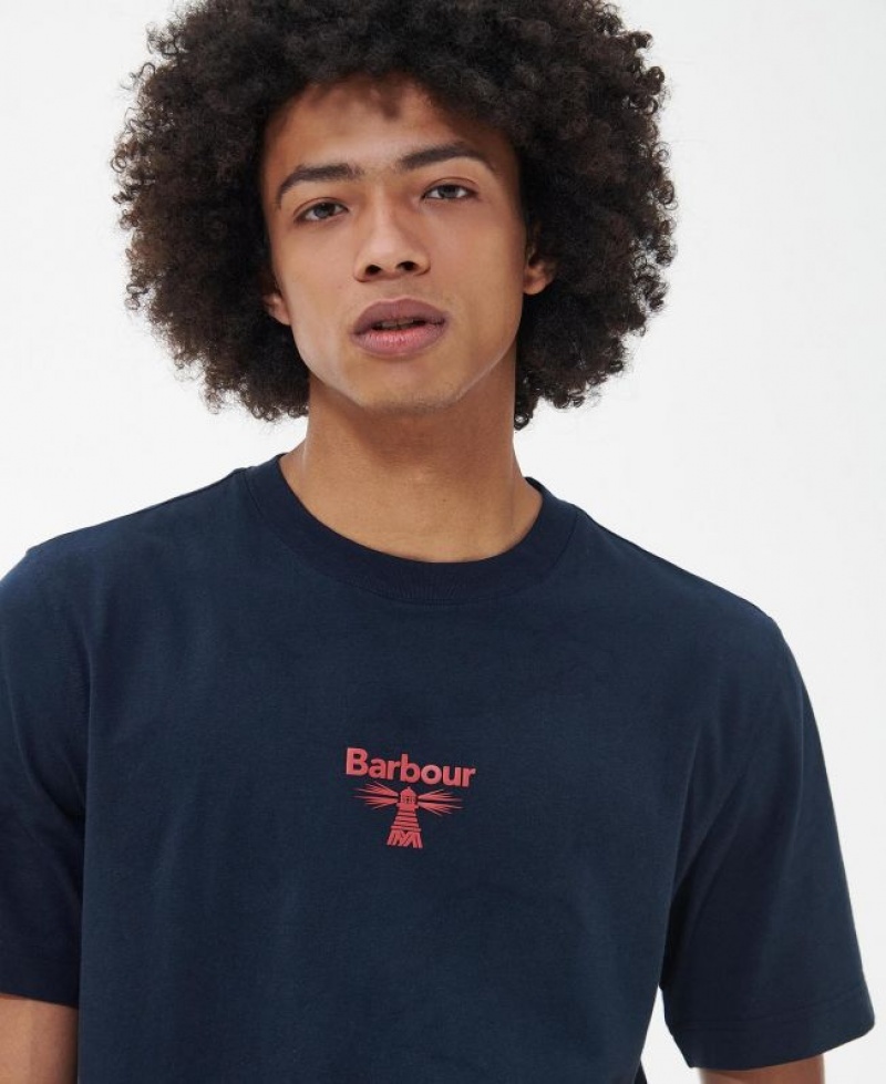 Navy Men Barbour Beacon Shadworth T-Shirts | US-4519EUIQR