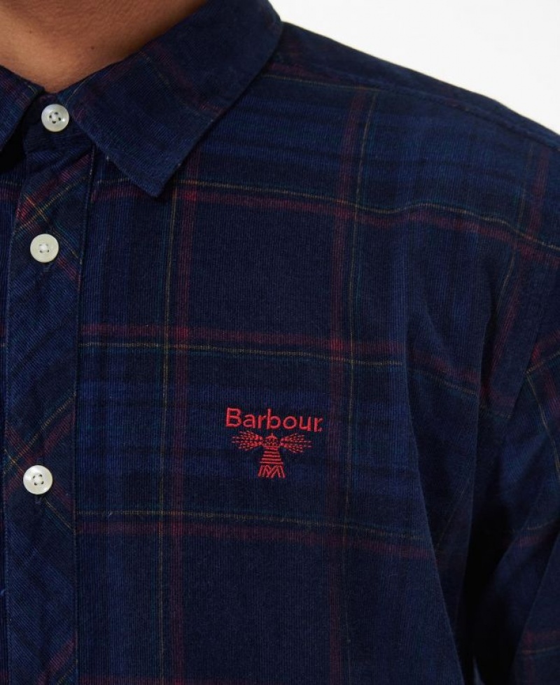 Navy Men Barbour Beacon Southfield Shirts | US-1975GQVBM