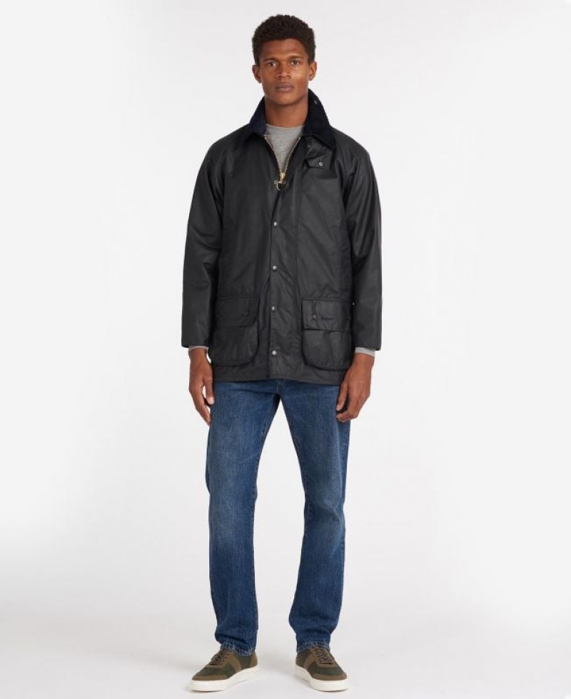 Navy Men Barbour Beaufort® Waxed Jacket | US-4871ZXEPC