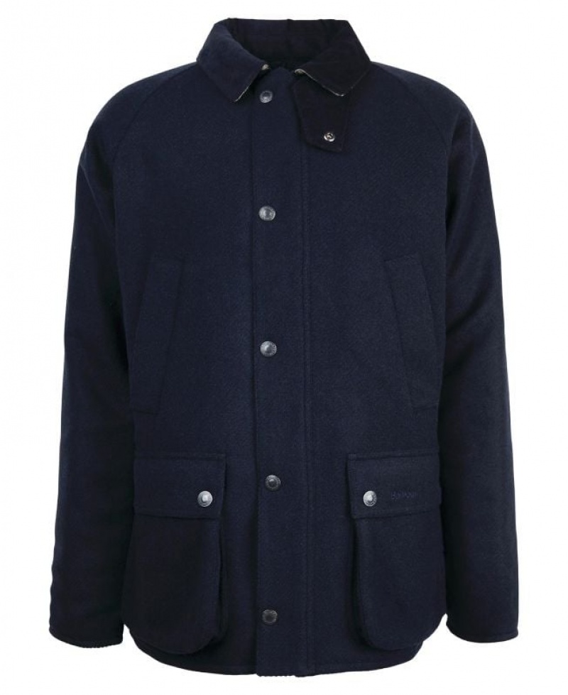 Navy Men Barbour Bedale Wool Casual Jacket | US-6451VLTSK