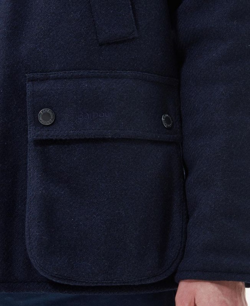 Navy Men Barbour Bedale Wool Casual Jacket | US-6451VLTSK