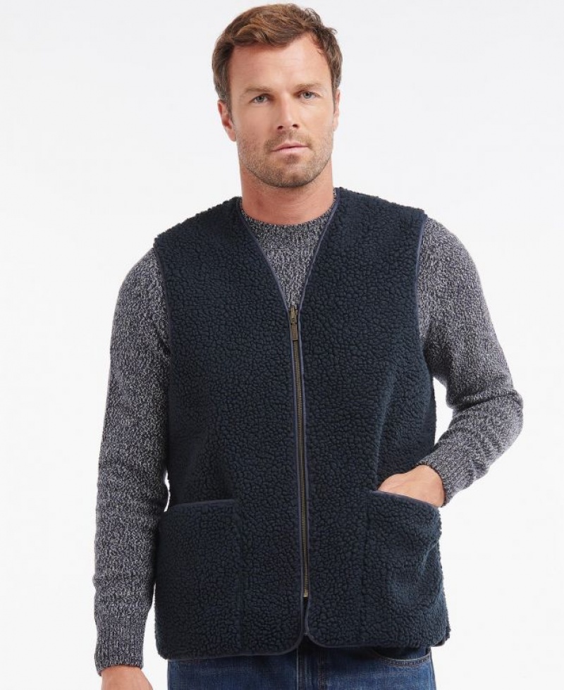 Navy Men Barbour Berber Liner Vest | US-8196TGOLJ