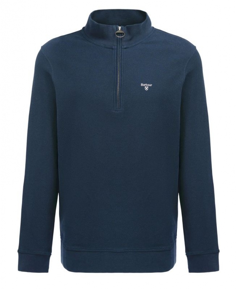 Navy Men Barbour Birkrigg Half Zip Sweatshirt | US-7310VDRMY