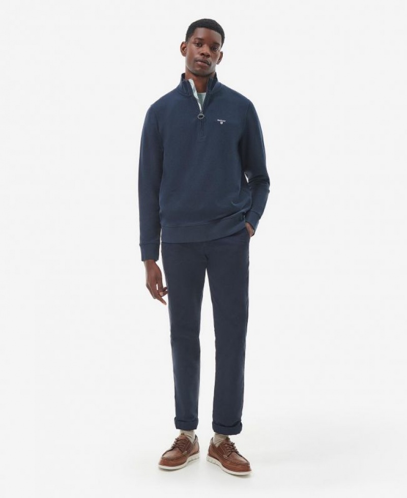 Navy Men Barbour Birkrigg Half Zip Sweatshirt | US-7310VDRMY