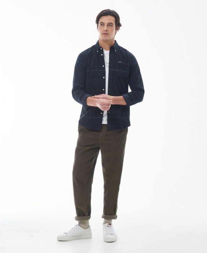 Navy Men Barbour Blair Tailored Shirts | US-1305WCXTI