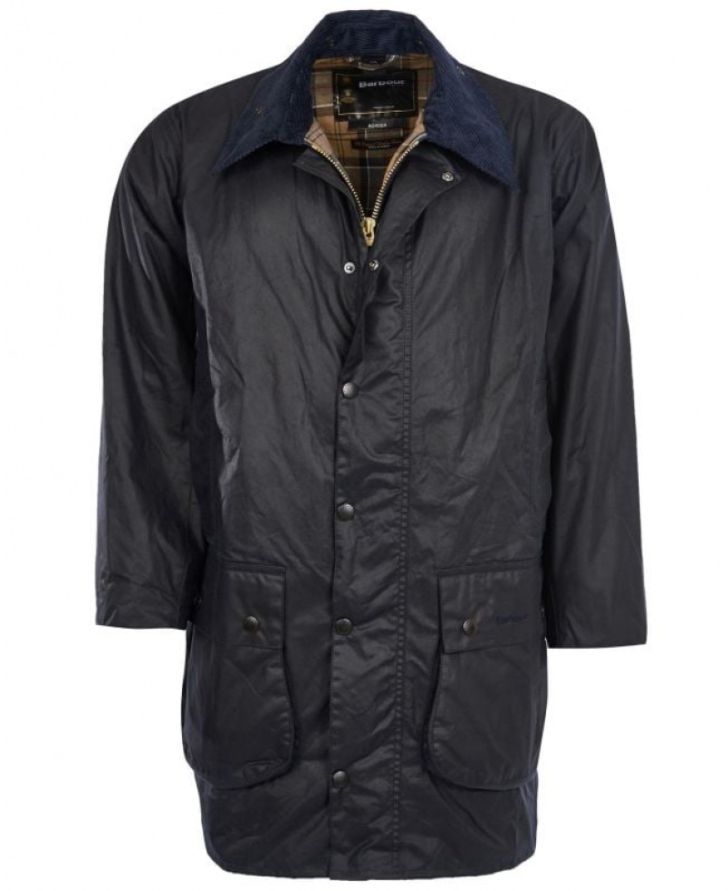 Navy Men Barbour Border® Waxed Jacket | US-9267RKBNM