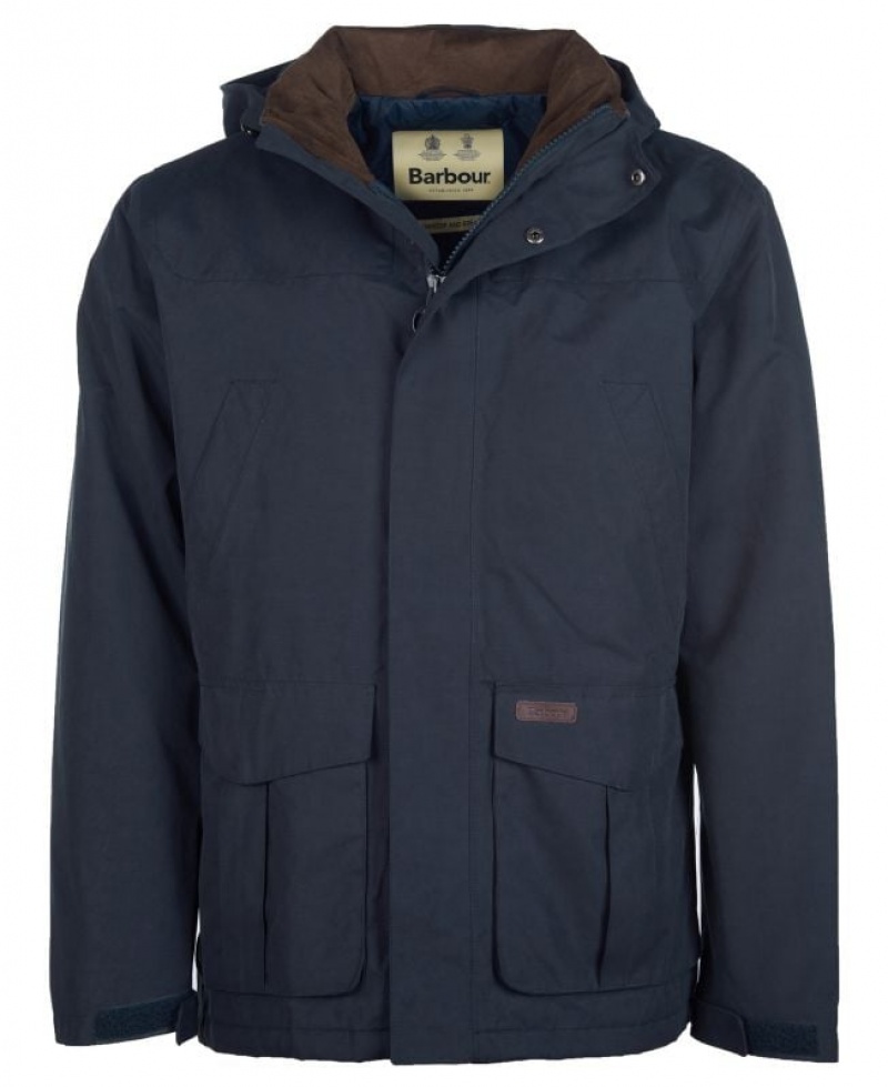 Navy Men Barbour Brockstone Waterproof Jacket | US-1380HUNOX