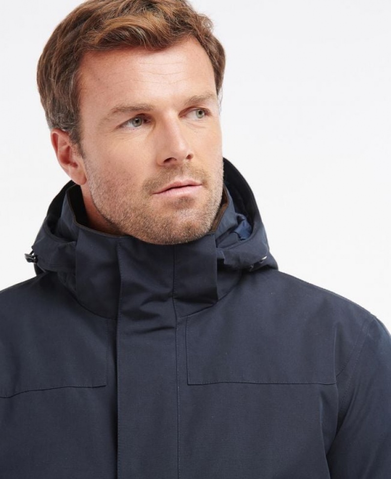 Navy Men Barbour Brockstone Waterproof Jacket | US-1380HUNOX