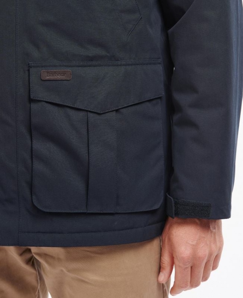 Navy Men Barbour Brockstone Waterproof Jacket | US-1380HUNOX