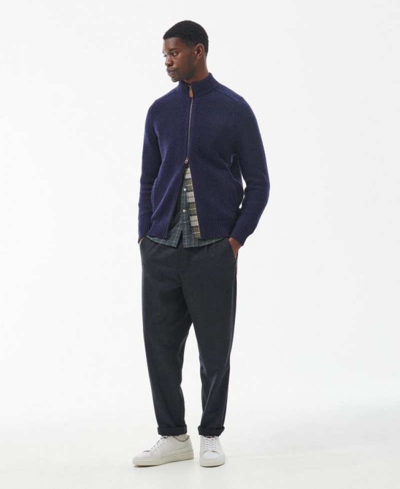 Navy Men Barbour Calder Zip Through Sweater | US-2159KTRAS