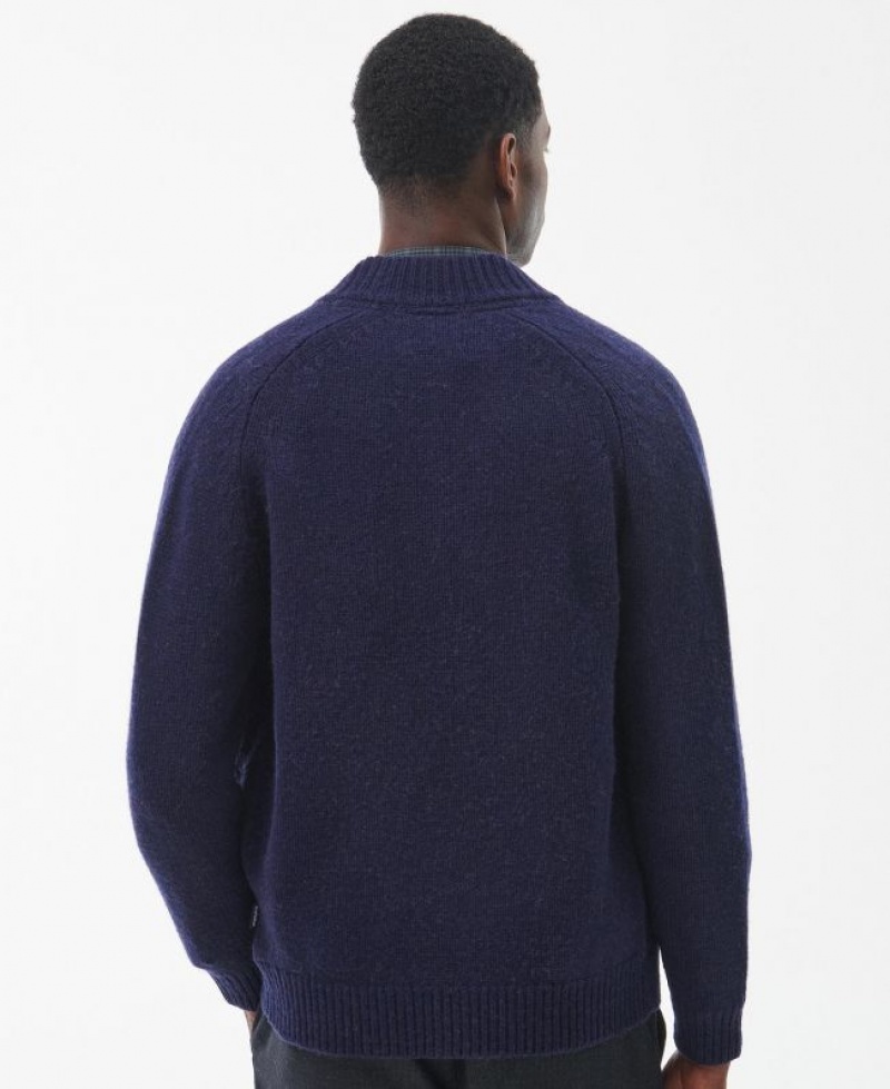 Navy Men Barbour Calder Zip Through Sweater | US-2159KTRAS