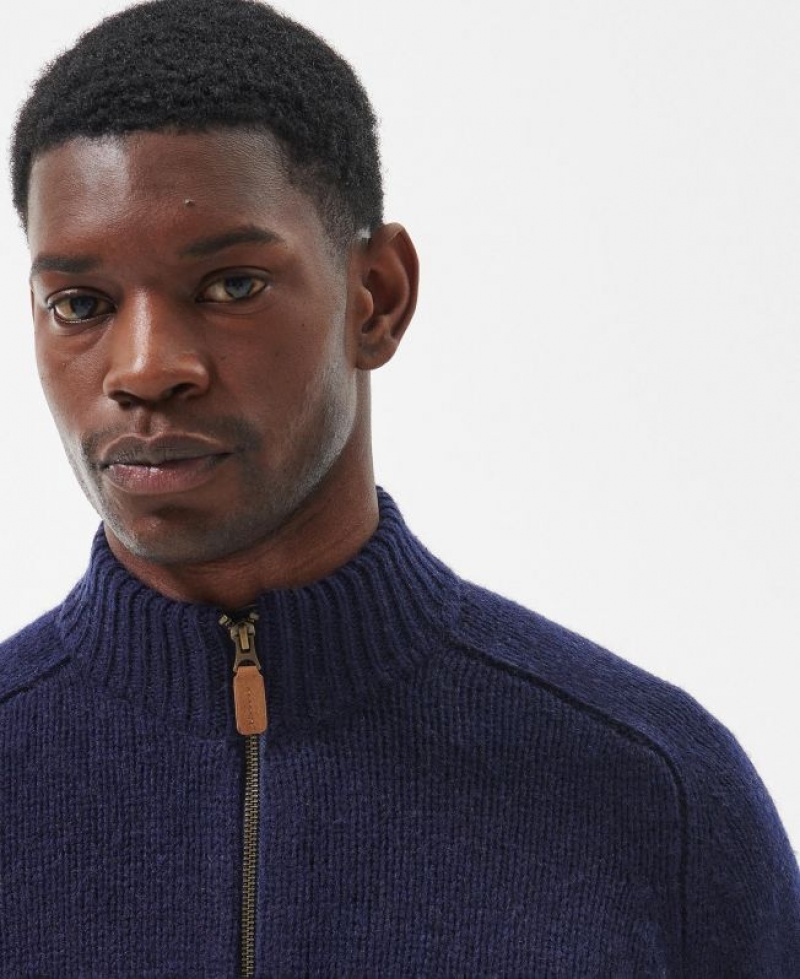 Navy Men Barbour Calder Zip Through Sweater | US-2159KTRAS