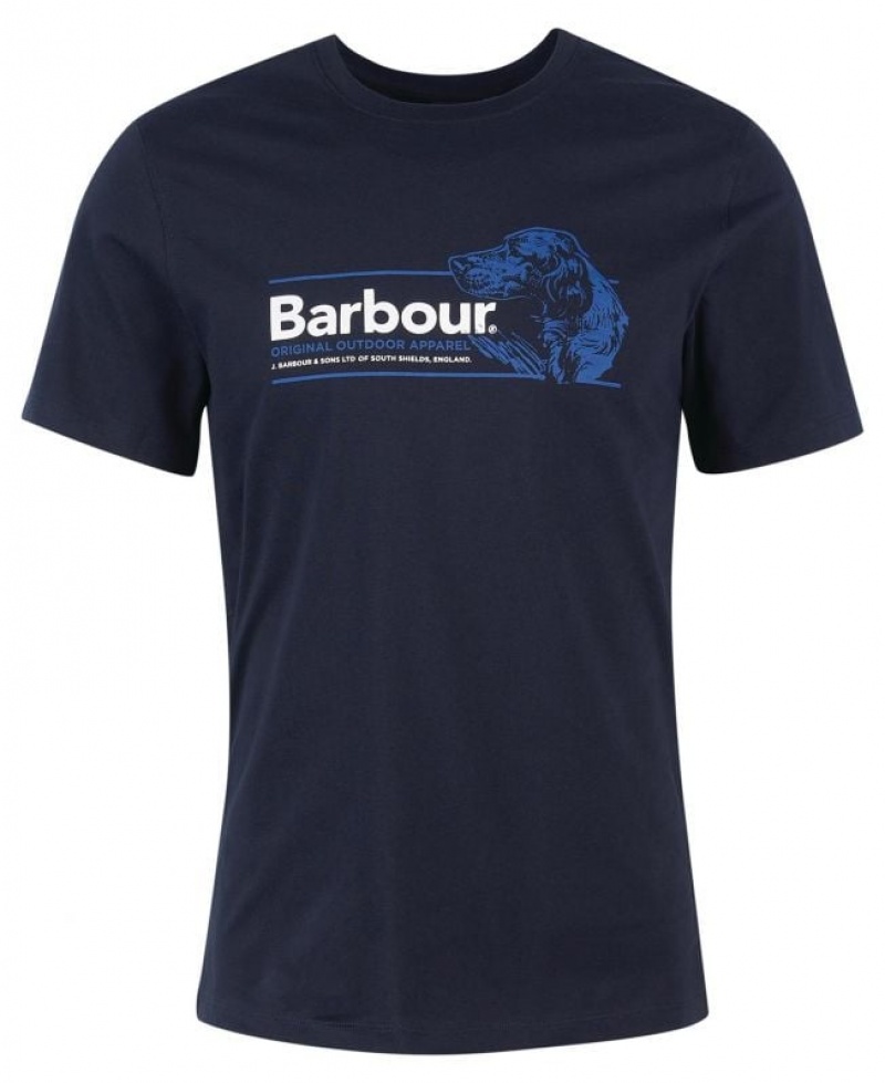 Navy Men Barbour Cartmel Graphic T-Shirts | US-2835BAZTX