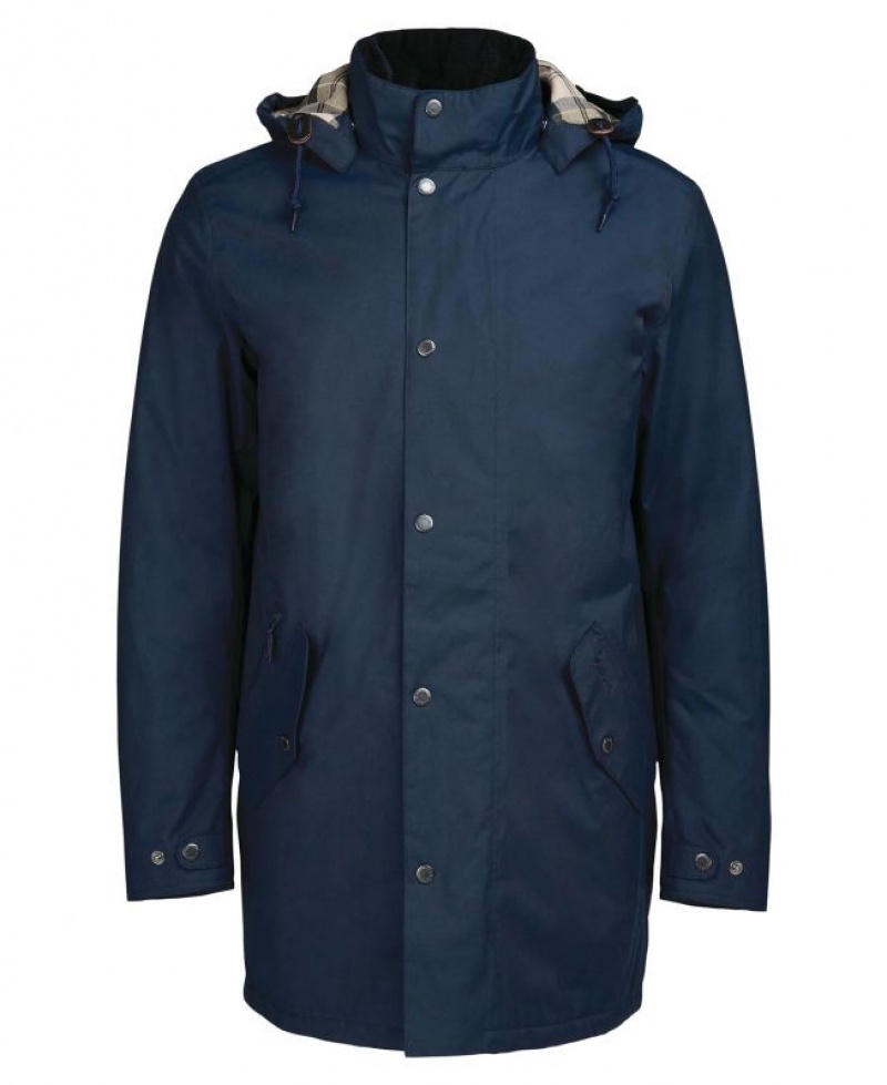 Navy Men Barbour Chelsea Mac Waterproof Jacket | US-7682HLYTG