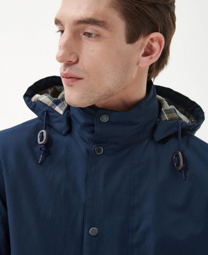 Navy Men Barbour Chelsea Mac Waterproof Jacket | US-7682HLYTG