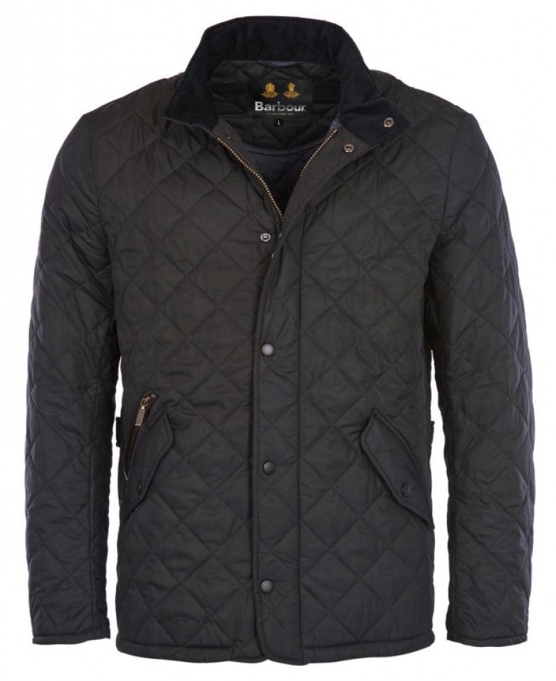 Navy Men Barbour Chelsea Sportsquilt Casual Jacket | US-9036MZAFY