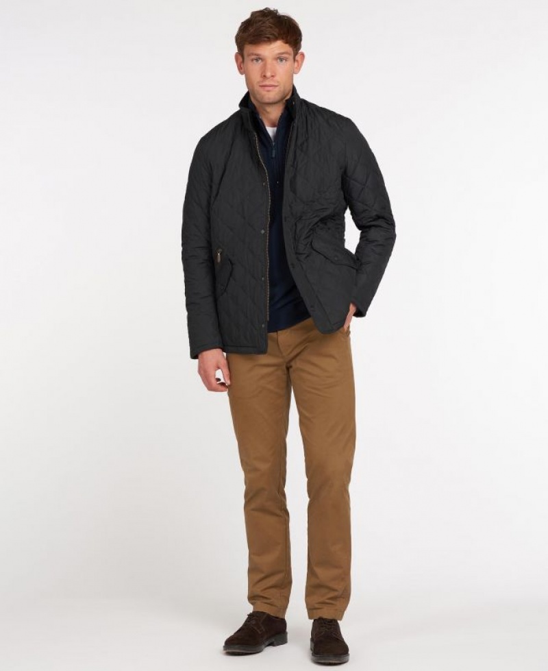 Navy Men Barbour Chelsea Sportsquilt Casual Jacket | US-9036MZAFY