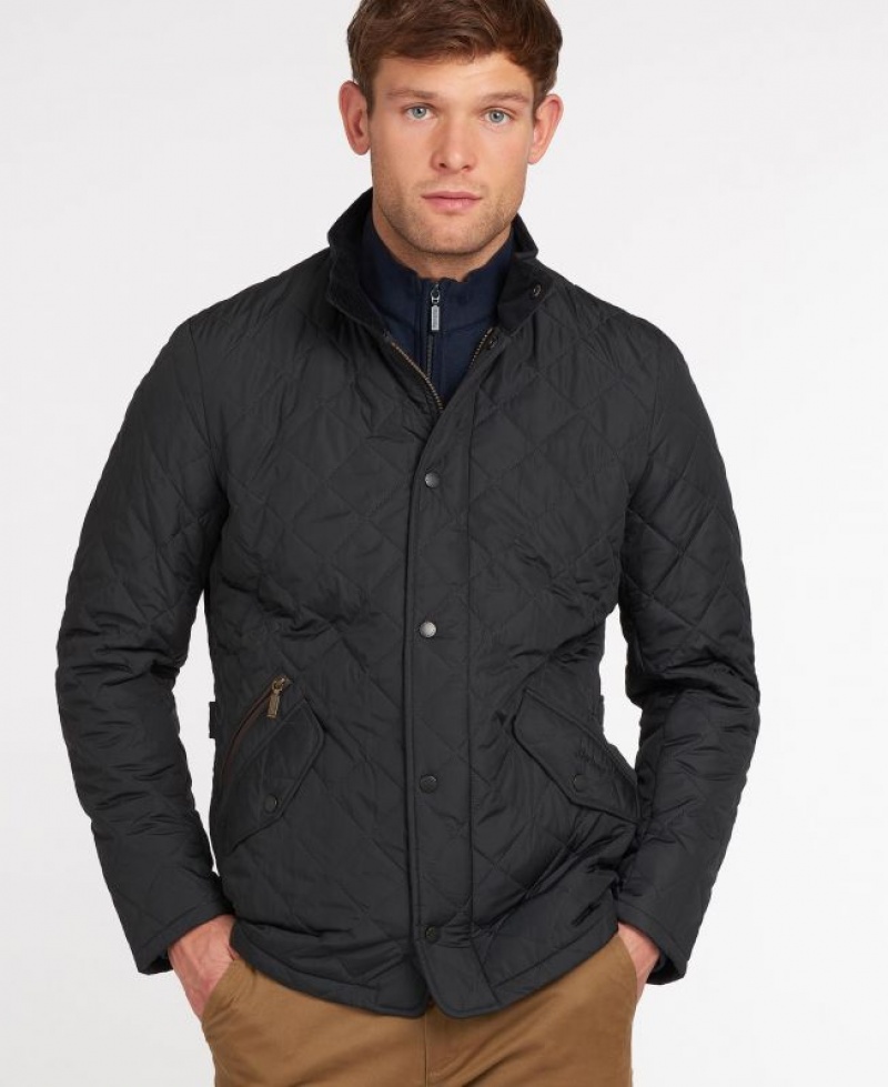 Navy Men Barbour Chelsea Sportsquilt Casual Jacket | US-9036MZAFY