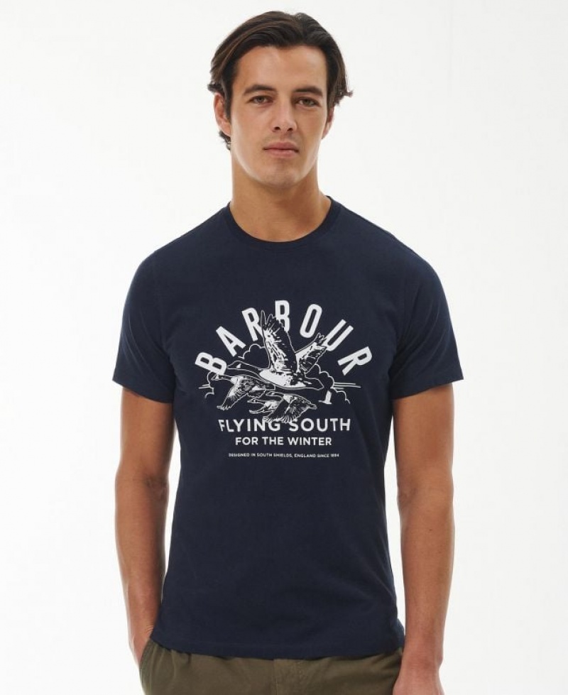 Navy Men Barbour Country Clothing T-Shirts | US-9241OTFYI