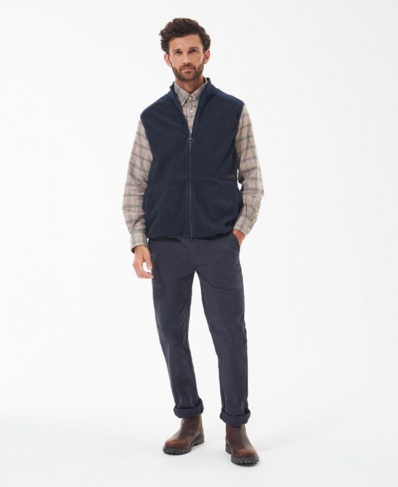 Navy Men Barbour Country Fleece Vest | US-8670VRDWO